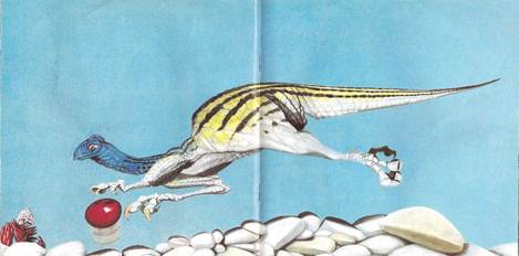 Figura 10: Em <i>O próximo dinossauro</i>, Mello parece brincar com a ideia de retratar um passado remoto ilustrando todos os deslocamentos para a esquerda.