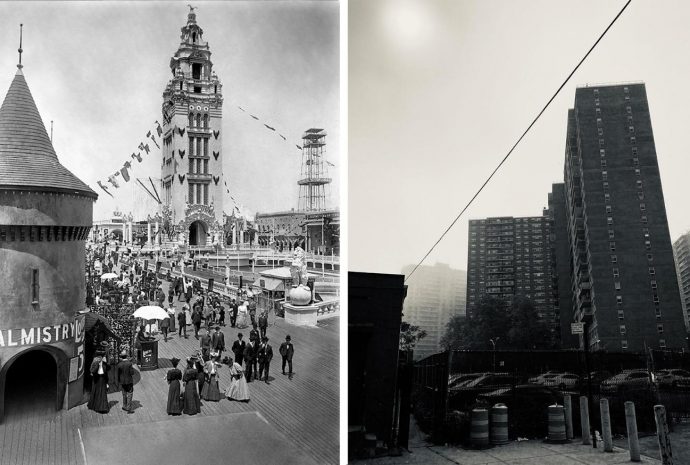 Parque Dreamland, 1905 (New York Times); Trump Village, 2020 (R. Laddaga). Acervo pessoal.